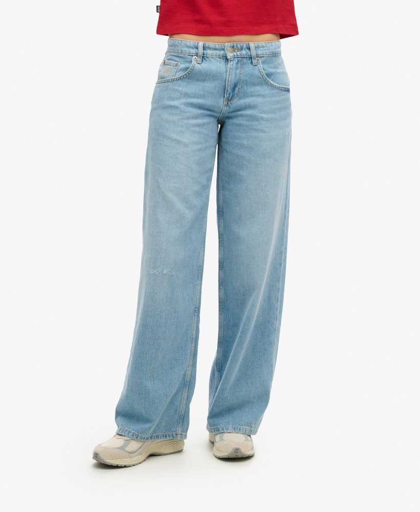 cult mid rise baggy jeans in lichtblauwe vintage wassing