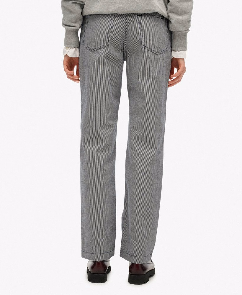 Middelhoge taille rechte gestreepte broek