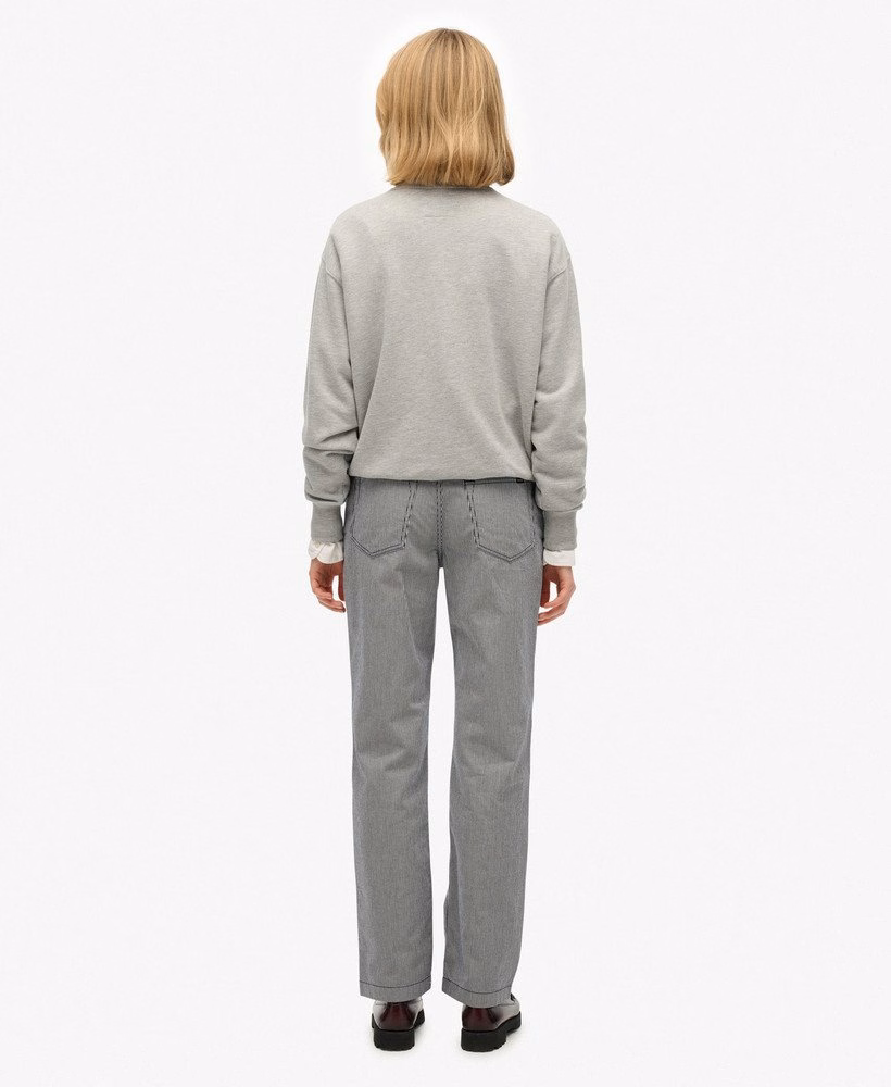 Middelhoge taille rechte gestreepte broek