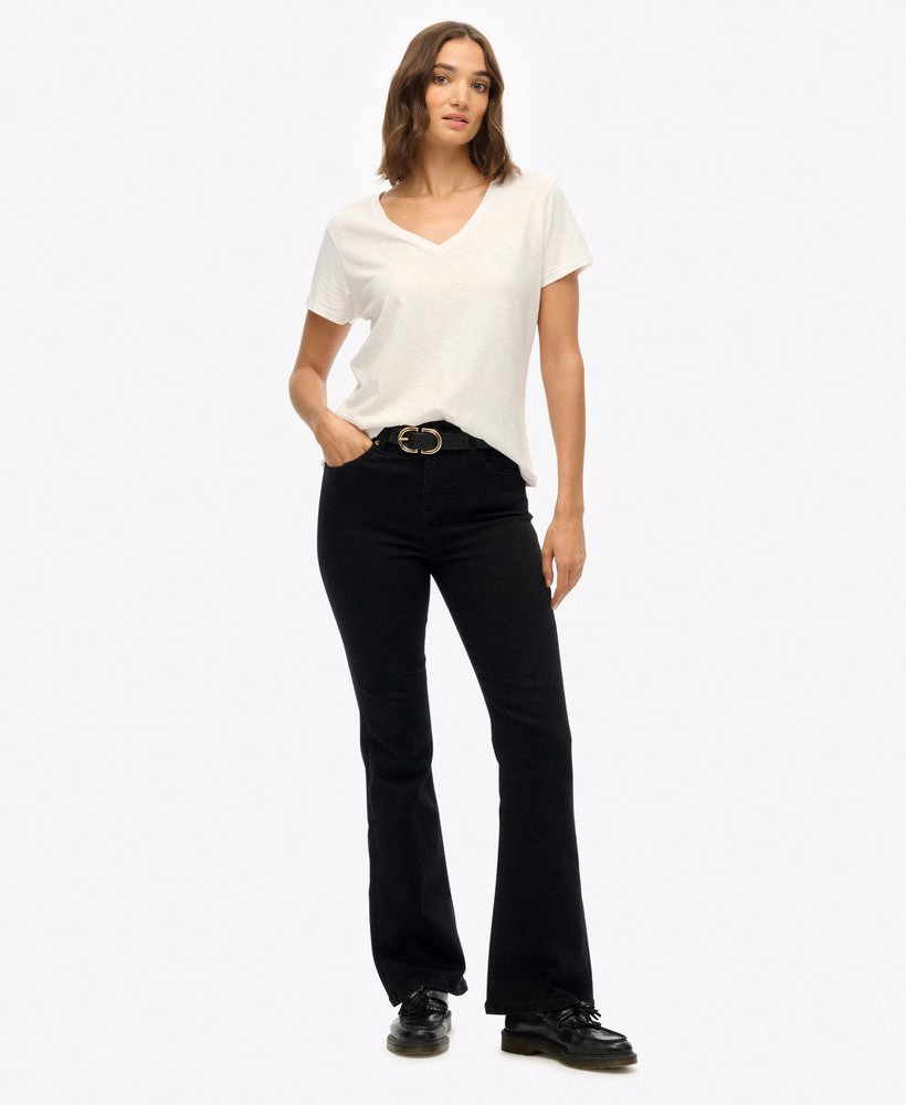 Biologische katoenen flared jeans met middelhoge taille