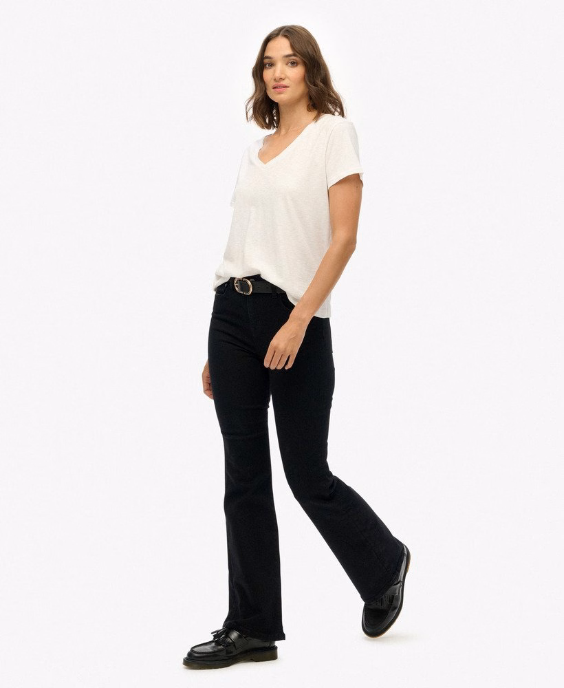 Biologische katoenen flared jeans met middelhoge taille