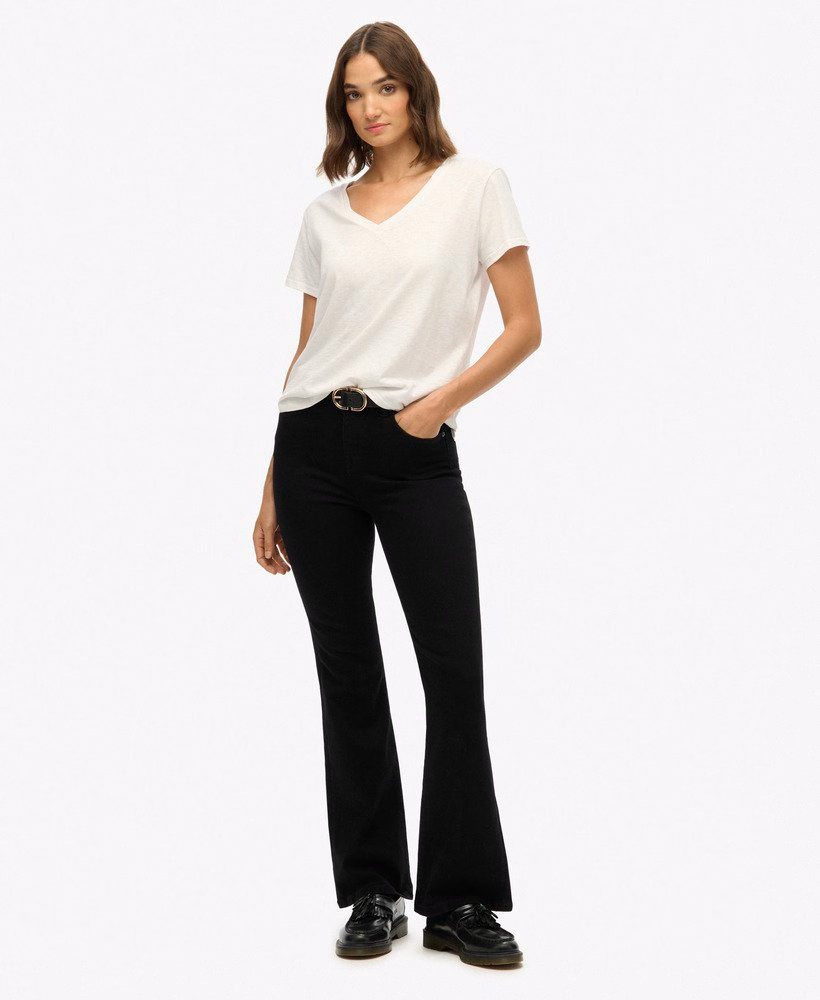 Biologische katoenen flared jeans met hoge taille