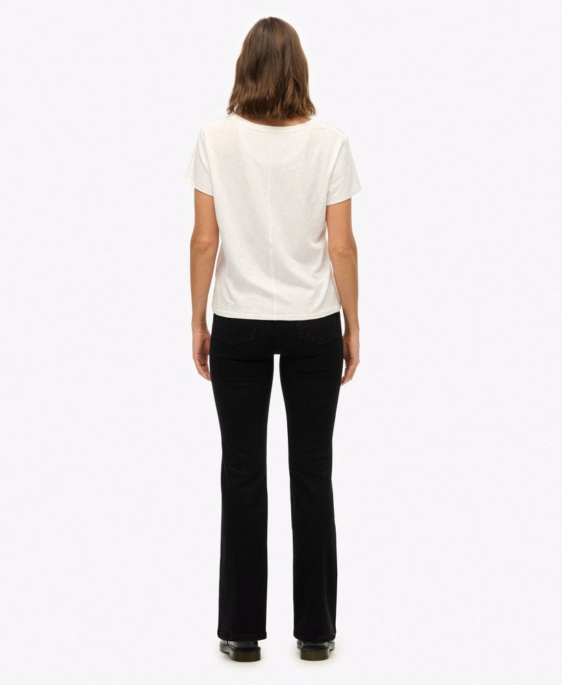 Biologische katoenen flared jeans met hoge taille