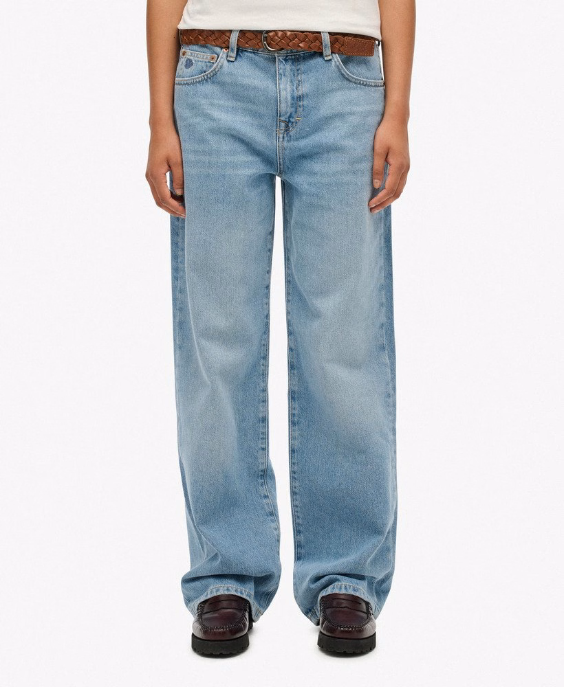 Biologische katoenen jeans met middelhoge taille en wijde pijpen