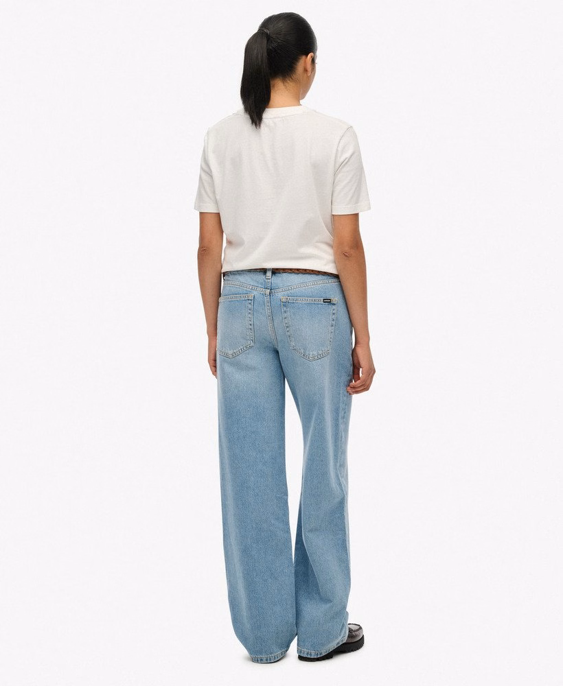Biologische katoenen jeans met middelhoge taille en wijde pijpen