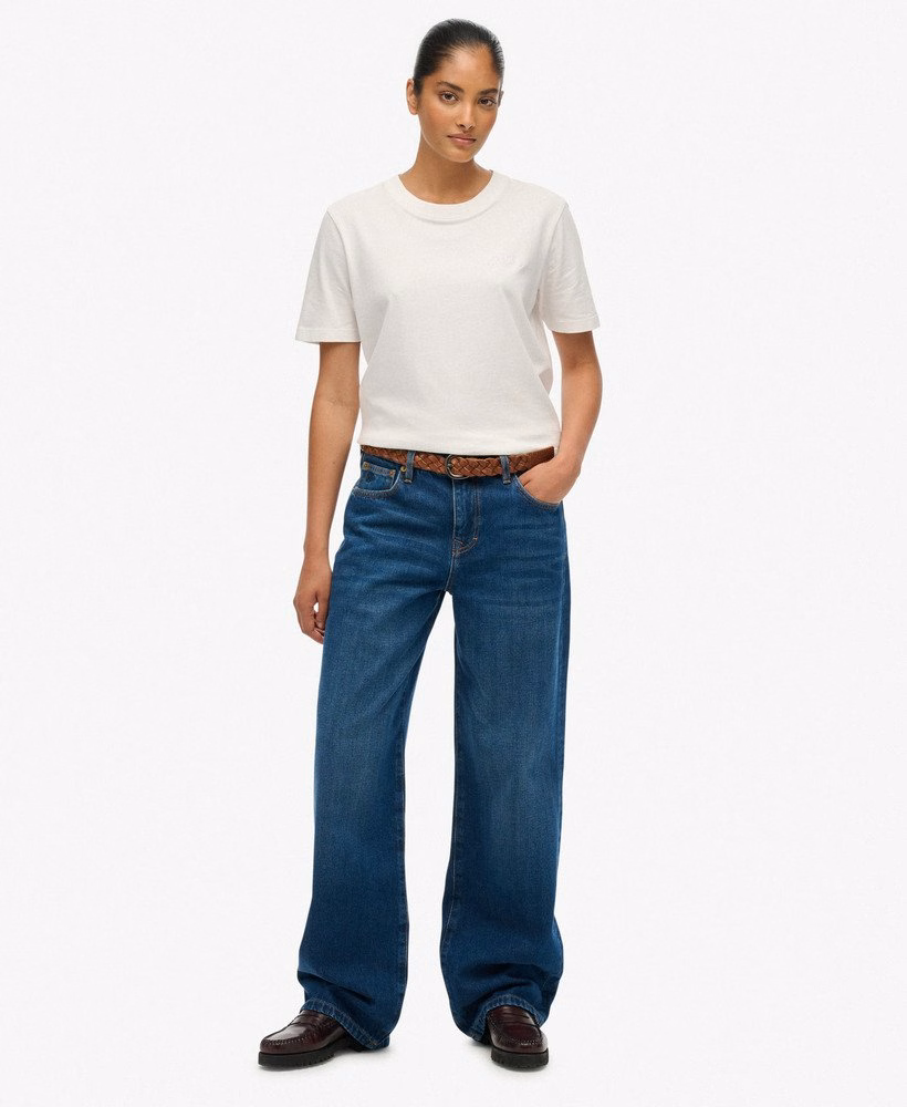 Biologische katoenen jeans met middelhoge taille en wijde pijpen