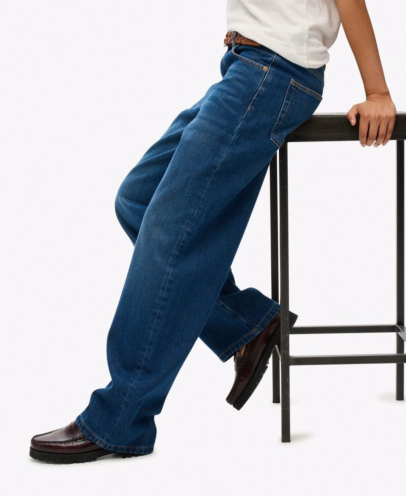 Biologische katoenen jeans met middelhoge taille en wijde pijpen