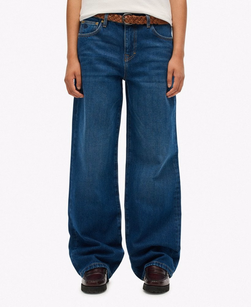 Biologische katoenen jeans met middelhoge taille en wijde pijpen