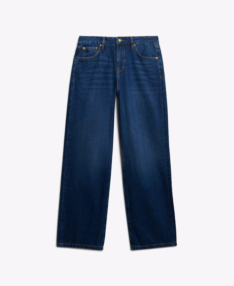 Biologische katoenen jeans met middelhoge taille en wijde pijpen