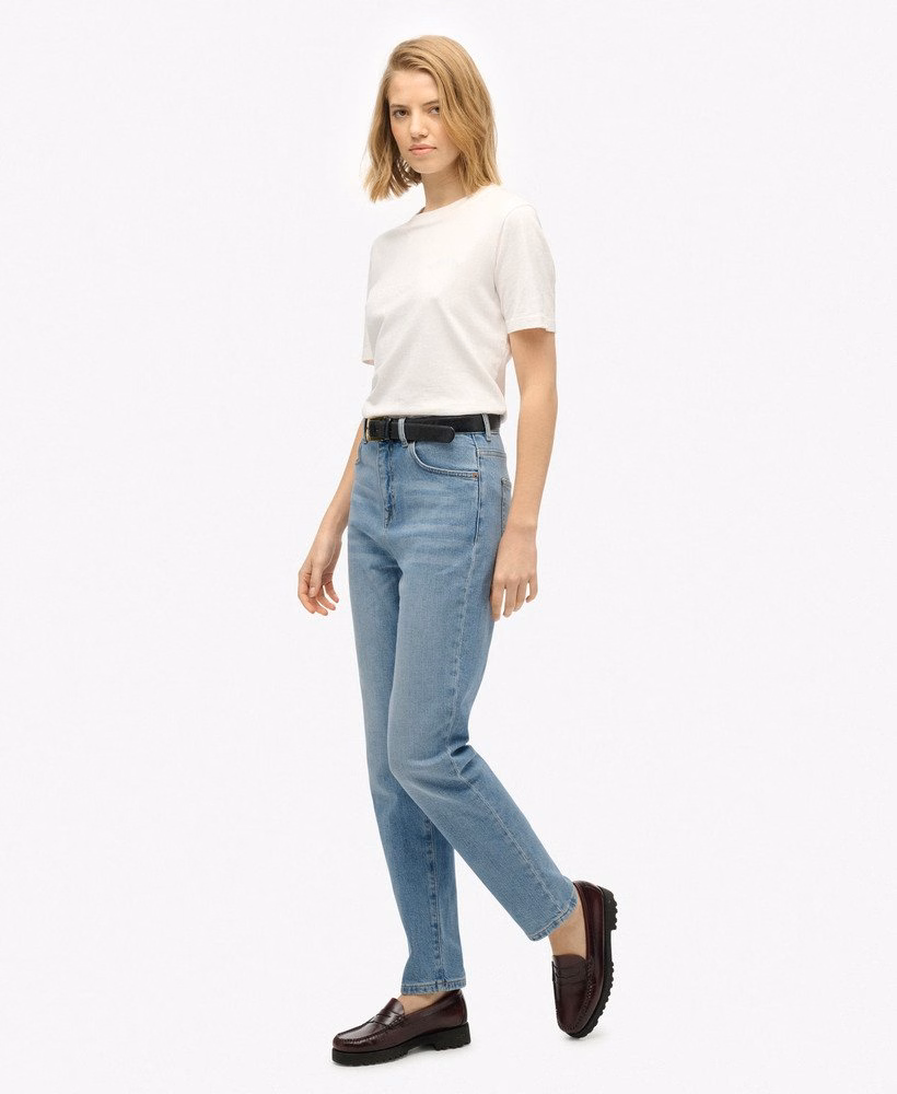 Biologische katoenen mom jeans met hoge taille