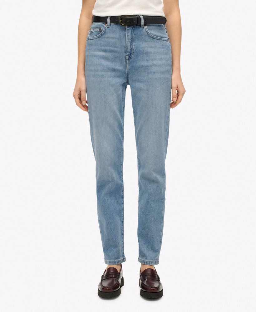 Biologische katoenen mom jeans met hoge taille