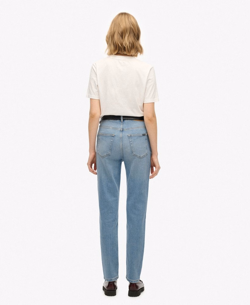Biologische katoenen mom jeans met hoge taille