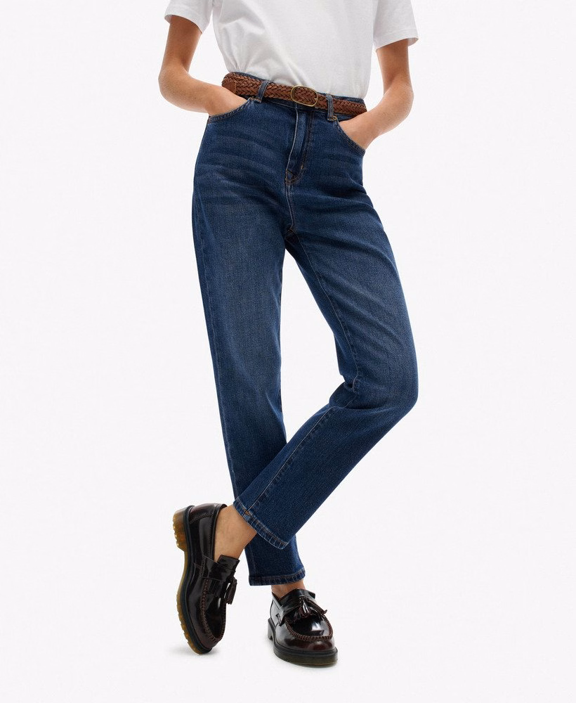 Biologische katoenen mom jeans met hoge taille