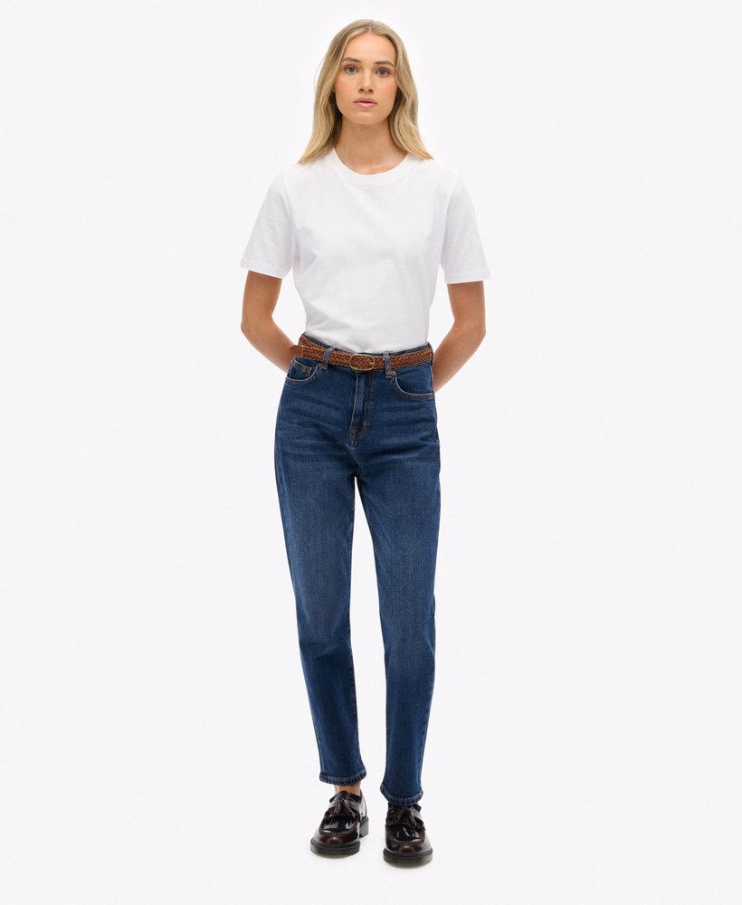 Biologische katoenen mom jeans met hoge taille