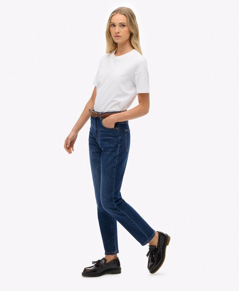 Biologische katoenen mom jeans met hoge taille