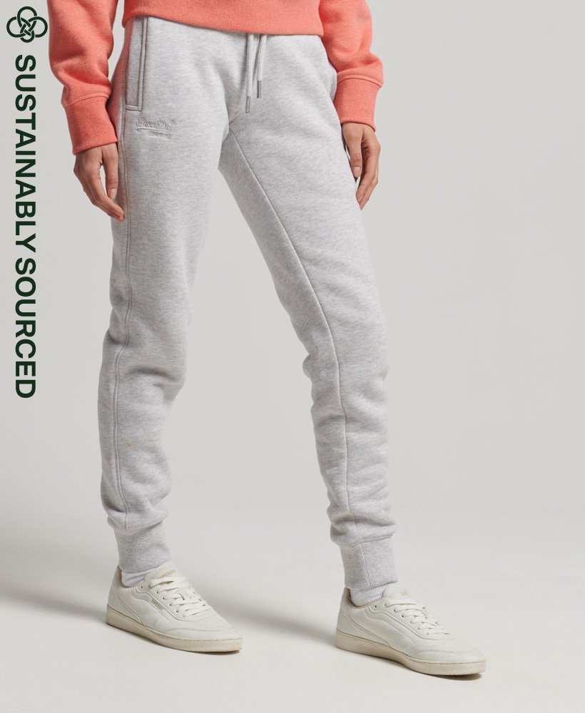 joggingbroek van biologisch katoen met vintage logo en borduurwerk in glacier grey marl.