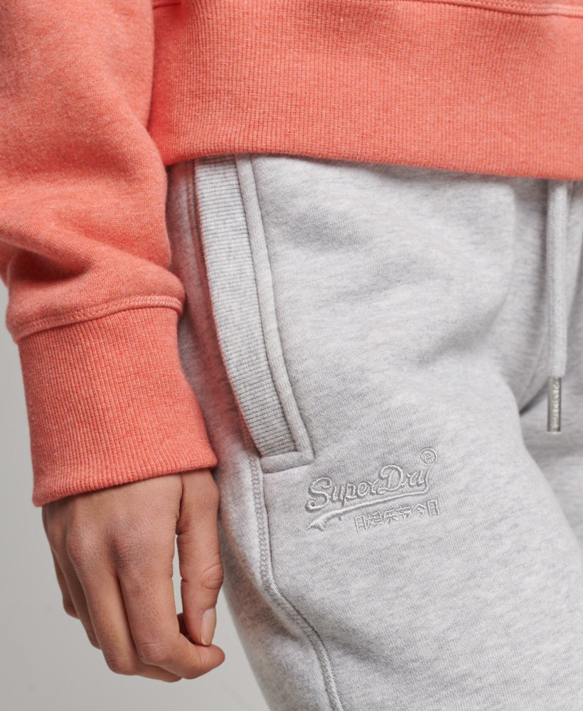 joggingbroek van biologisch katoen met vintage logo en borduurwerk in glacier grey marl.