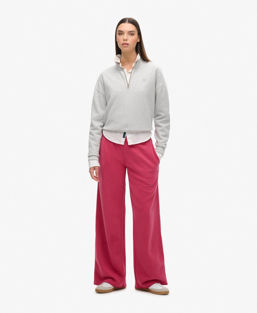 wasbare joggingbroek met wijde pijpen in bietenroze