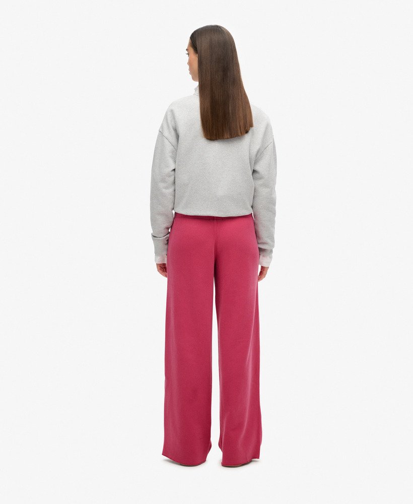 wasbare joggingbroek met wijde pijpen in bietenroze