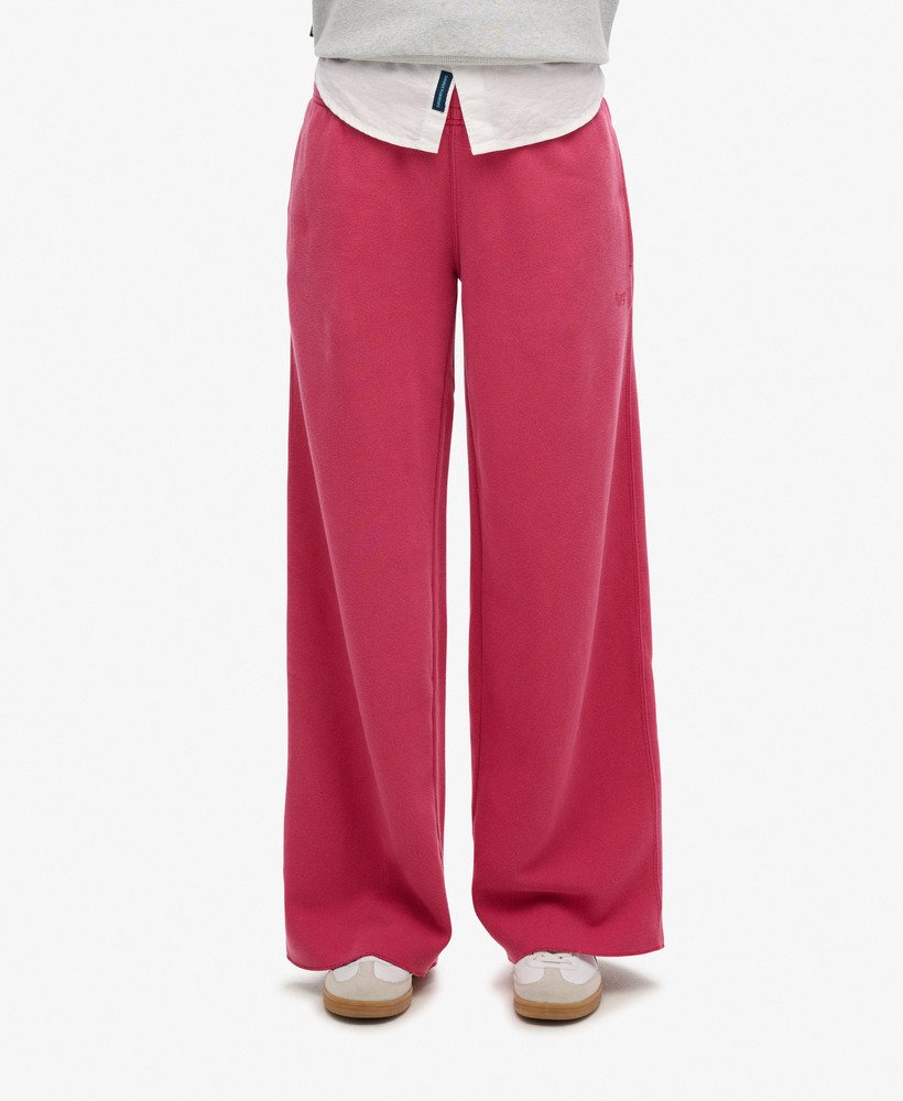 wasbare joggingbroek met wijde pijpen in bietenroze