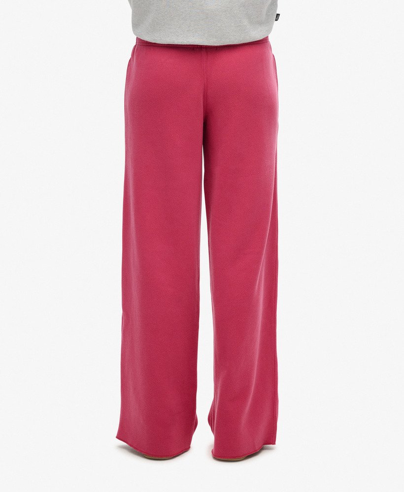 wasbare joggingbroek met wijde pijpen in bietenroze