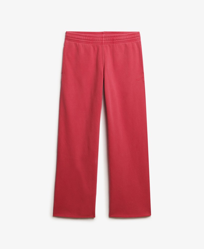 wasbare joggingbroek met wijde pijpen in bietenroze