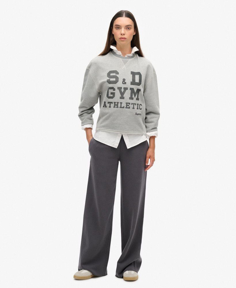 vintage wash rechte joggingbroek in antracietgrijs