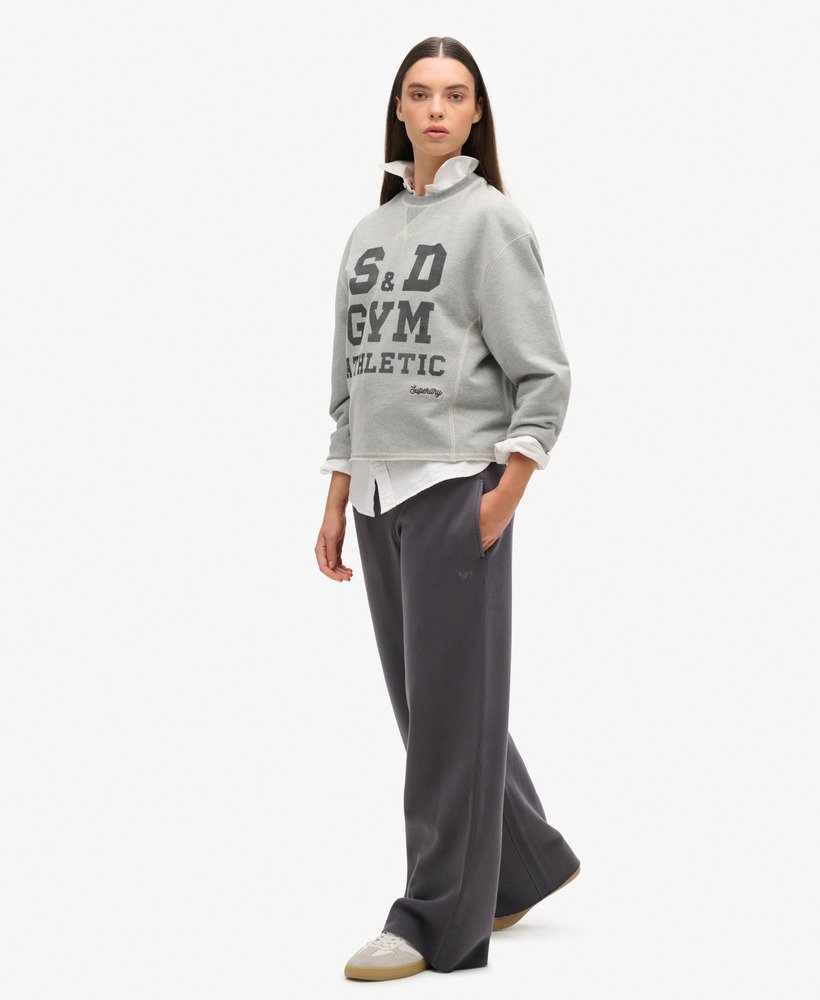 vintage wash rechte joggingbroek in antracietgrijs