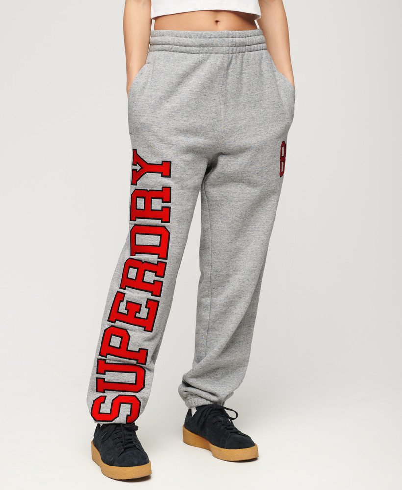 college logo boyfriend jogger in athletic grey marl