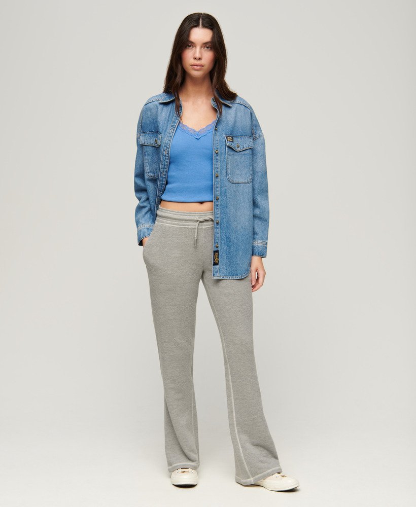 athletic essentials low rise flare joggers in grey marl