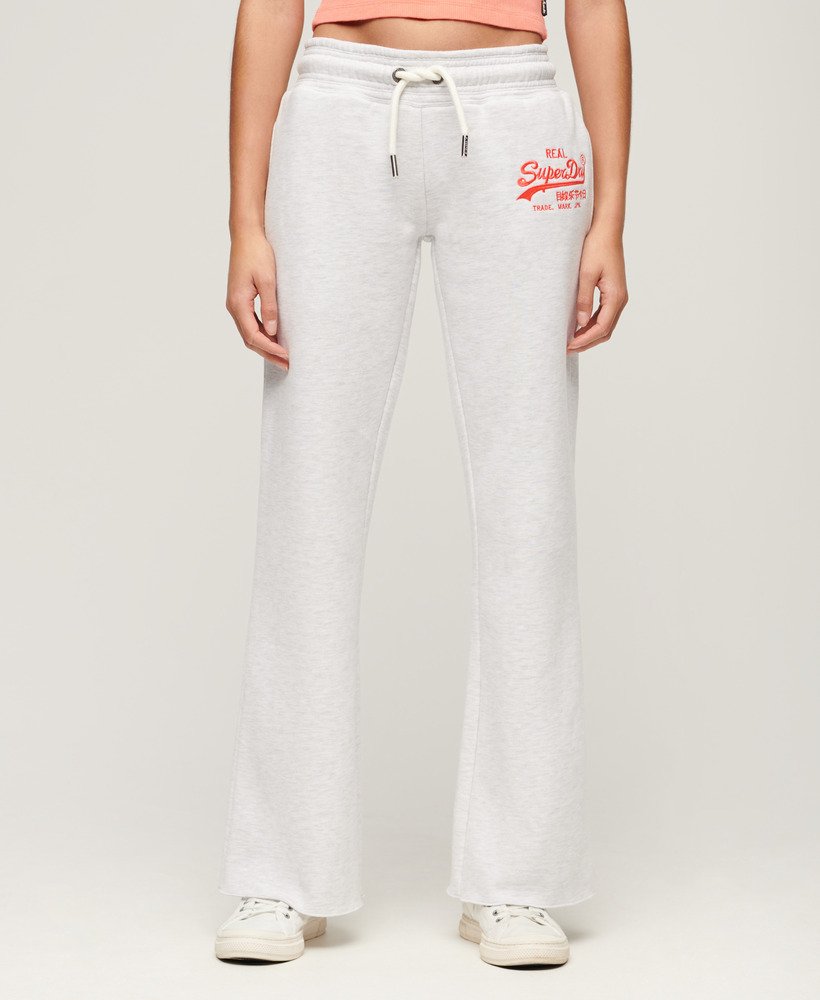 neon vintage logo low rise flare joggers in ice marl