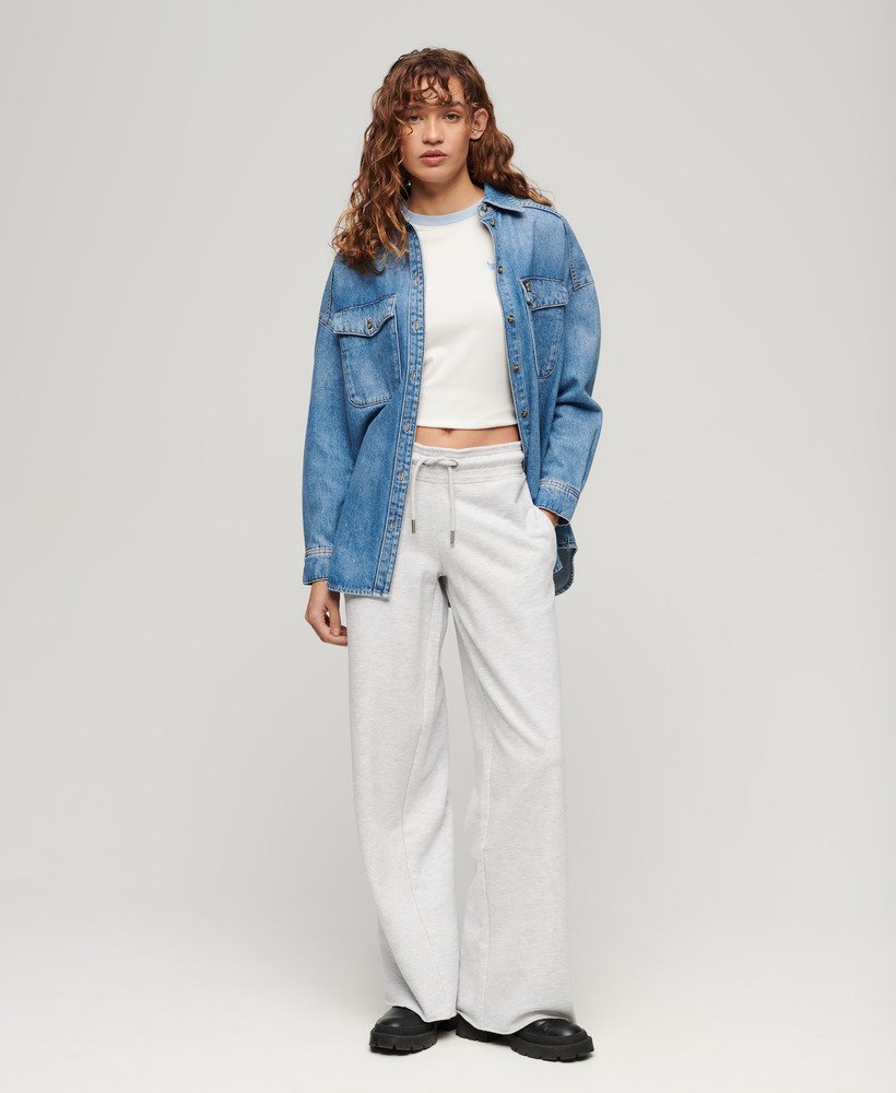 essential logo rechte joggingbroek in glacier grey marl