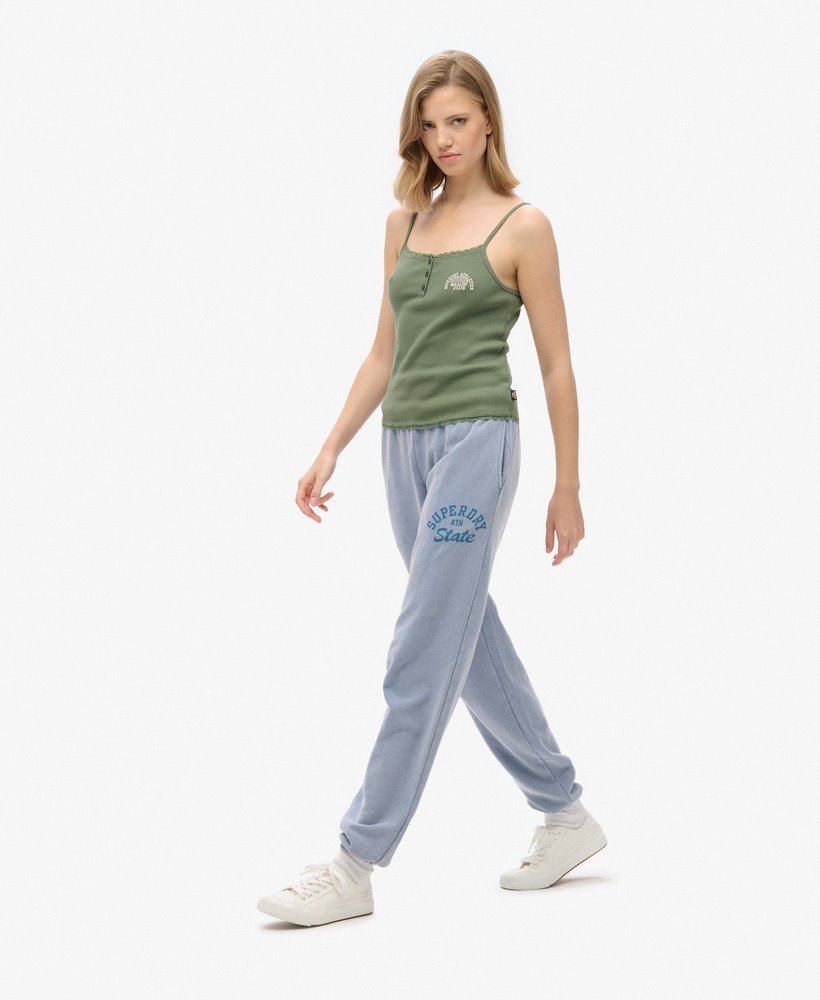 athletic essentials vintage wassen grafische joggingbroek in tidal blue