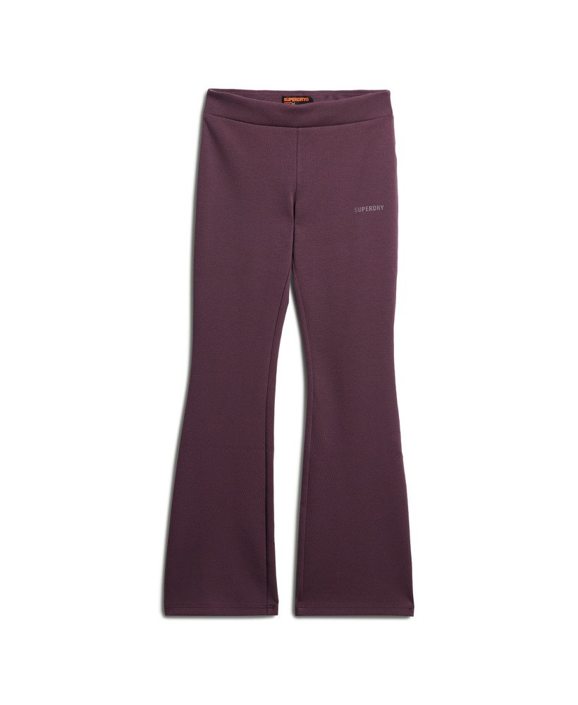 sport tech low rise flared joggers in smoky aubergine purple