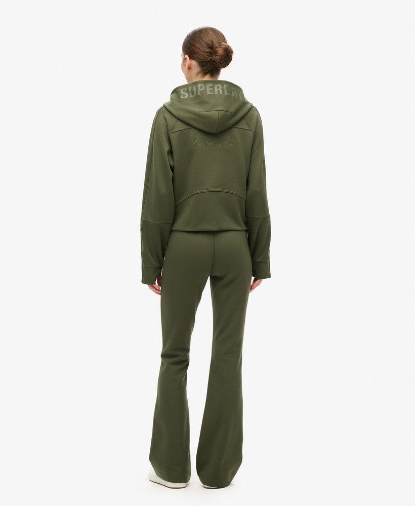 sport tech low rise flared joggers in army khaki
