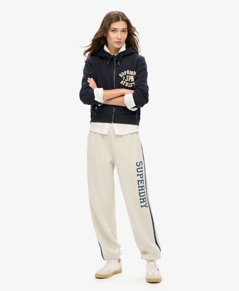 athletic essentials vintage joggingbroek met zijstrepen in havermoutgrijs gemêleerd