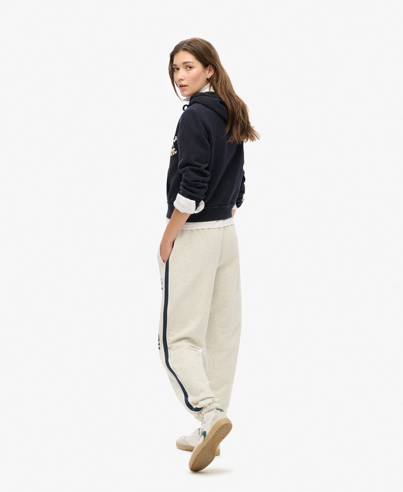 athletic essentials vintage joggingbroek met zijstrepen in havermoutgrijs gemêleerd