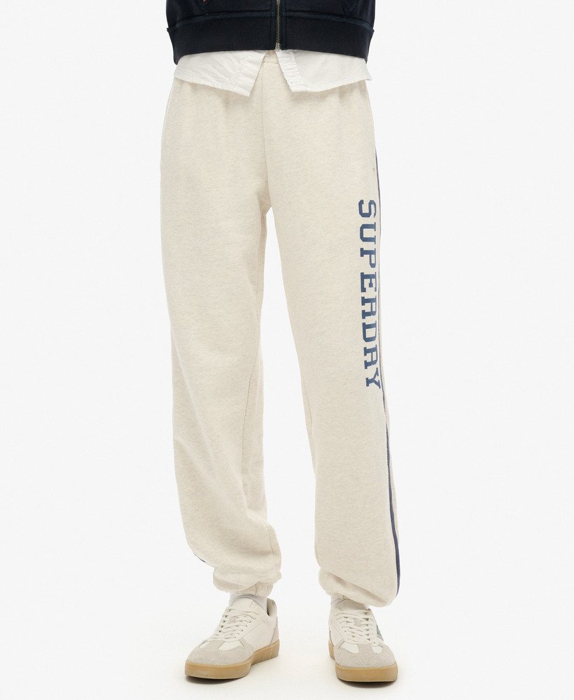 athletic essentials vintage joggingbroek met zijstrepen in havermoutgrijs gemêleerd