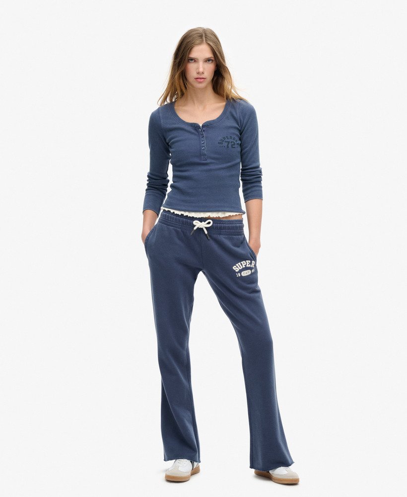 athletic essentials low rise flare joggers in mariner navy