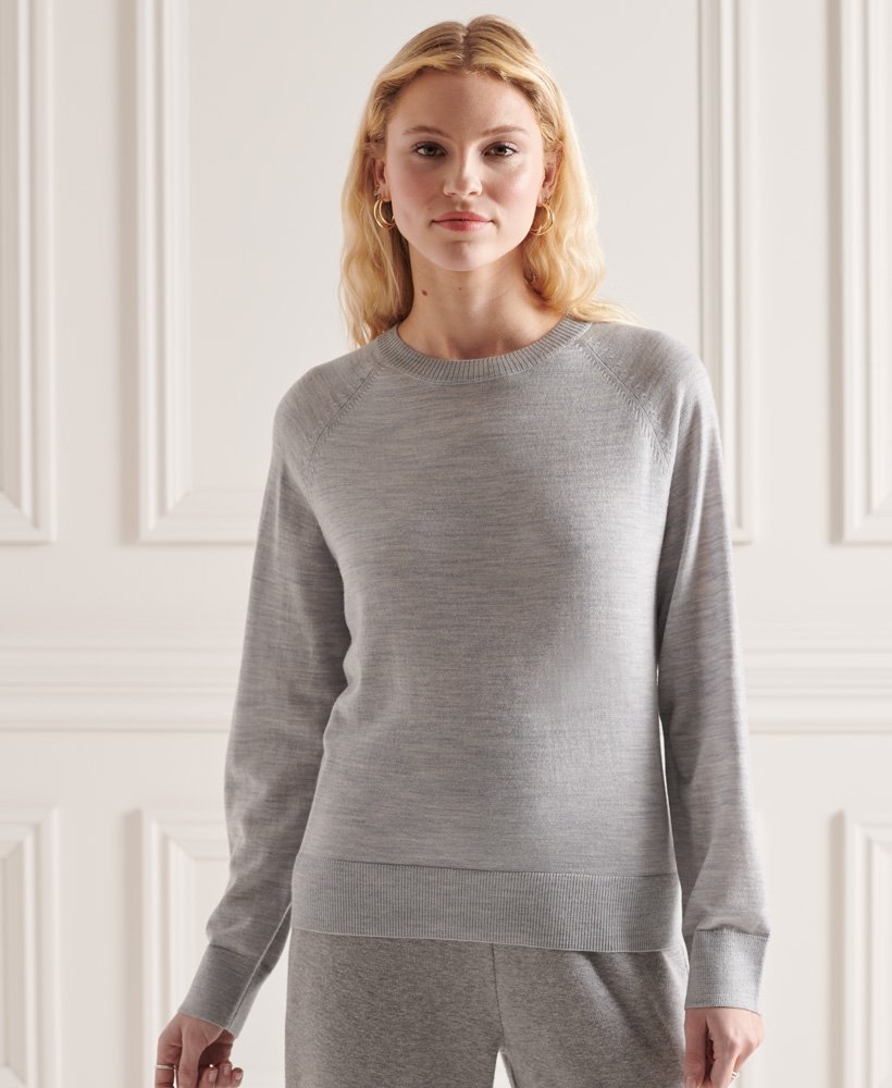 merino crew jumper in mid marl