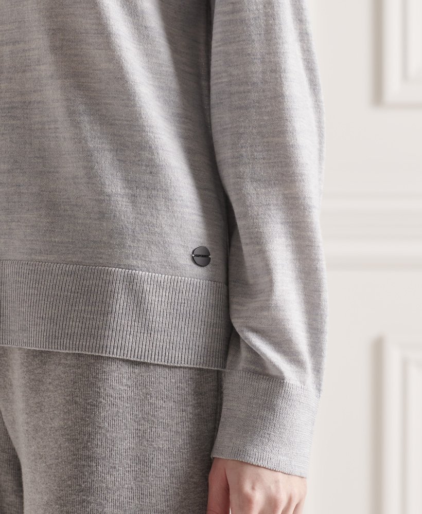 merino crew jumper in mid marl