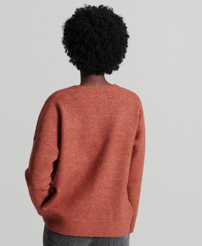 studios slouch v-hals gebreide trui in de kleur burnt brick