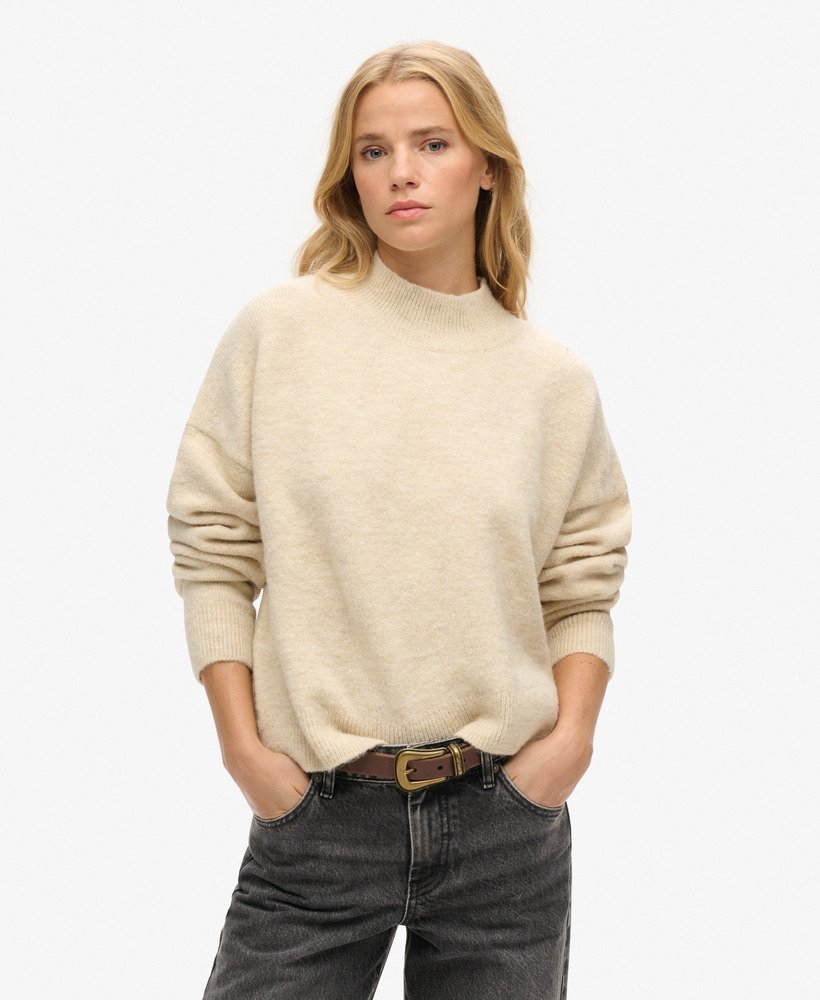 vintage essential mock neck jumper in ecru