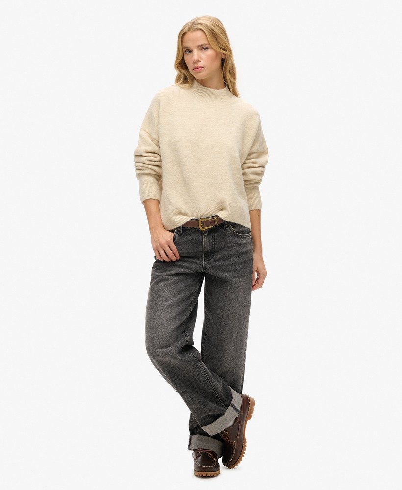 vintage essential mock neck jumper in ecru