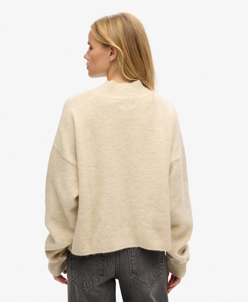 vintage essential mock neck jumper in ecru