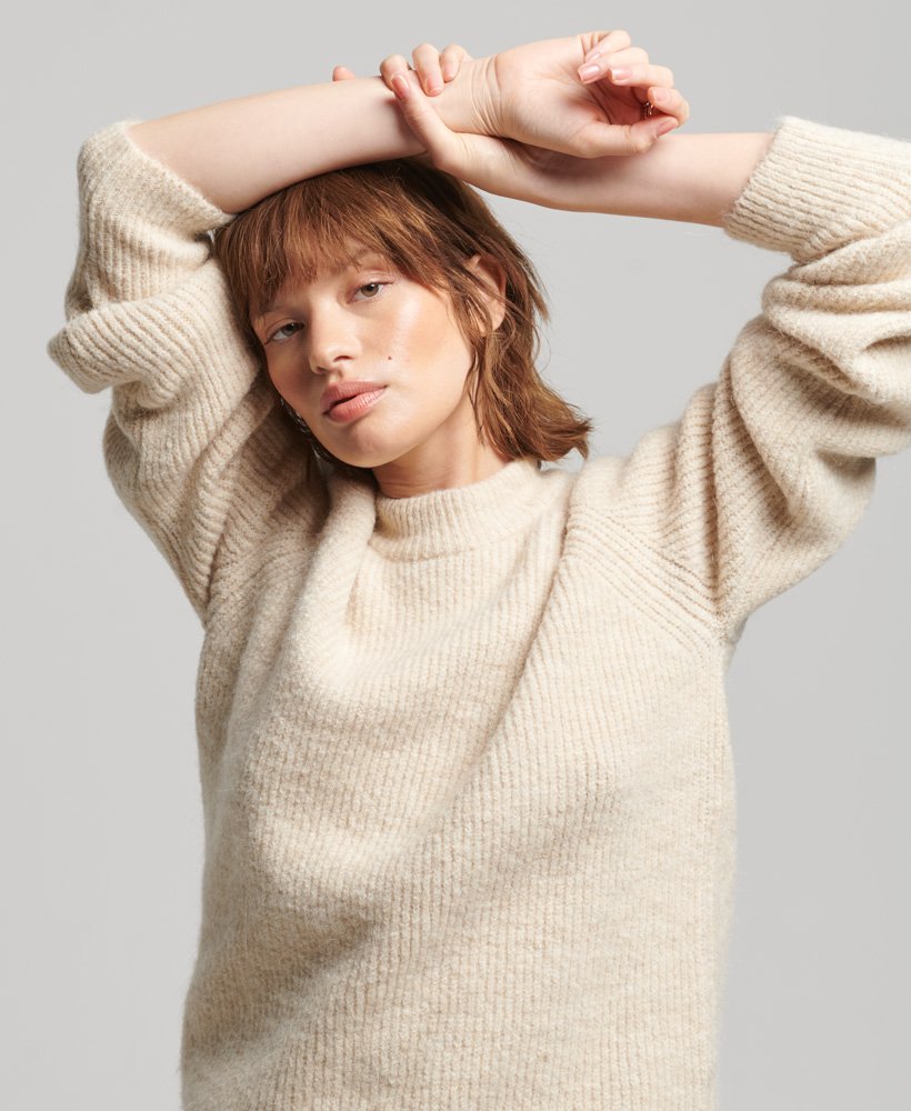 essential rib crew jumper in ecru