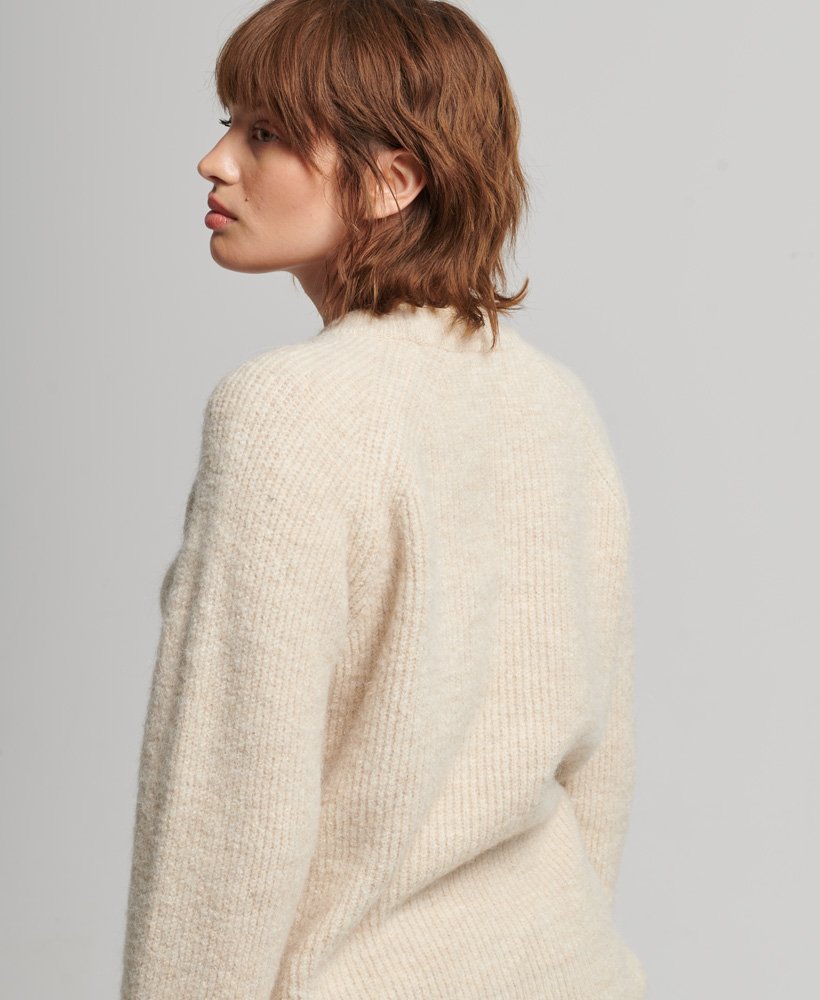 essential rib crew jumper in ecru