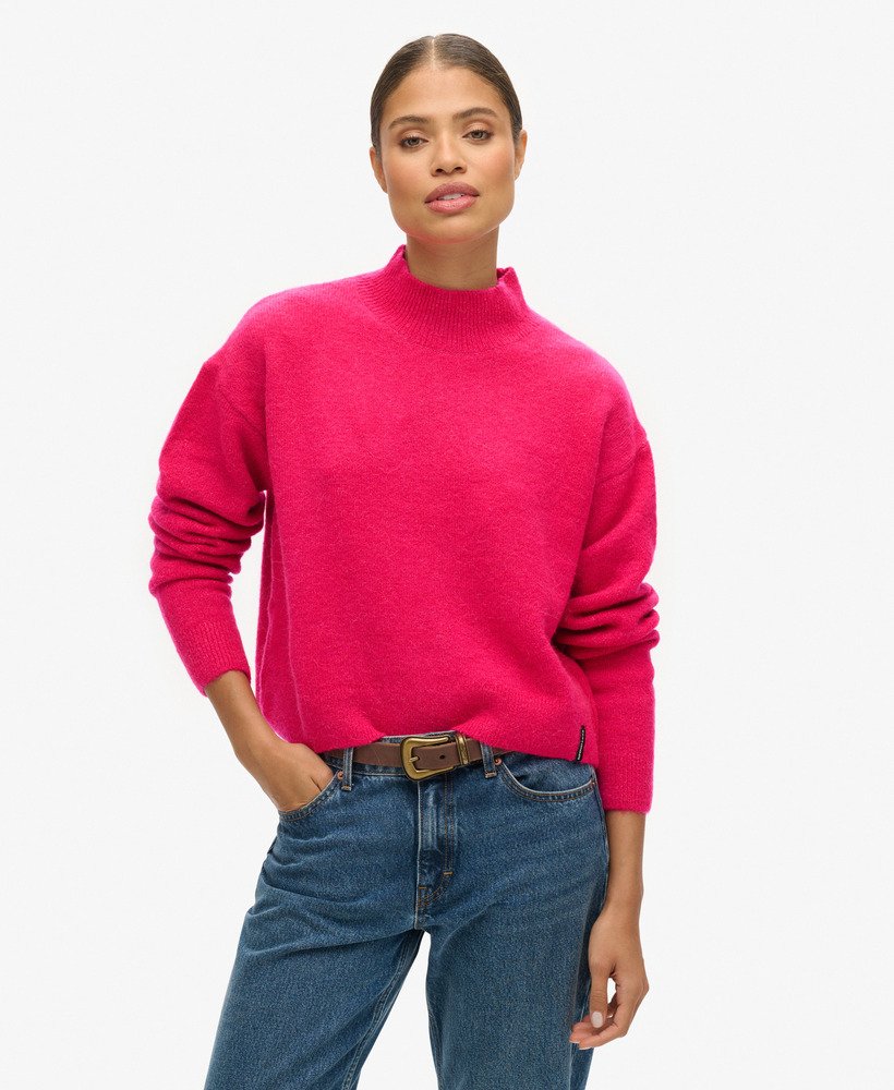 vintage essential mock neck jumper in felroze