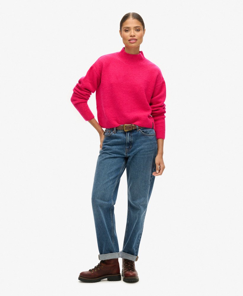 vintage essential mock neck jumper in felroze