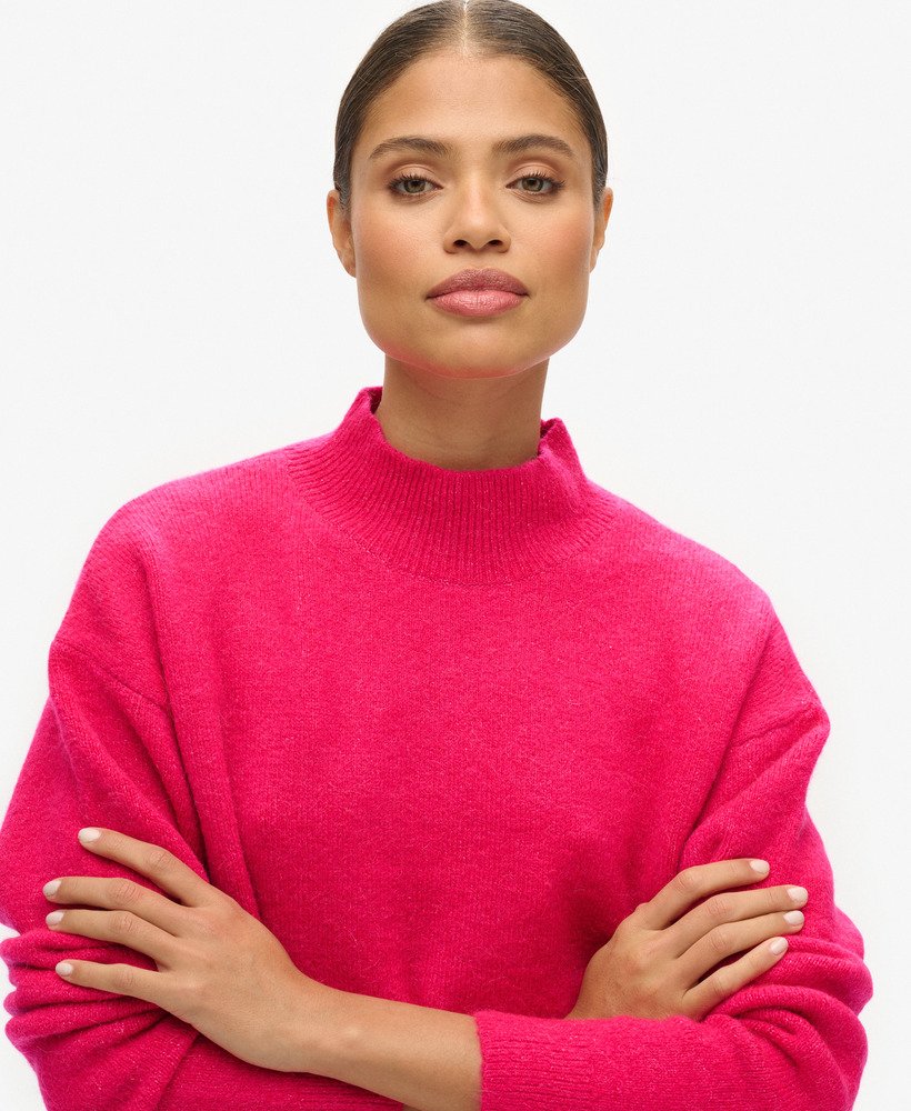 vintage essential mock neck jumper in felroze